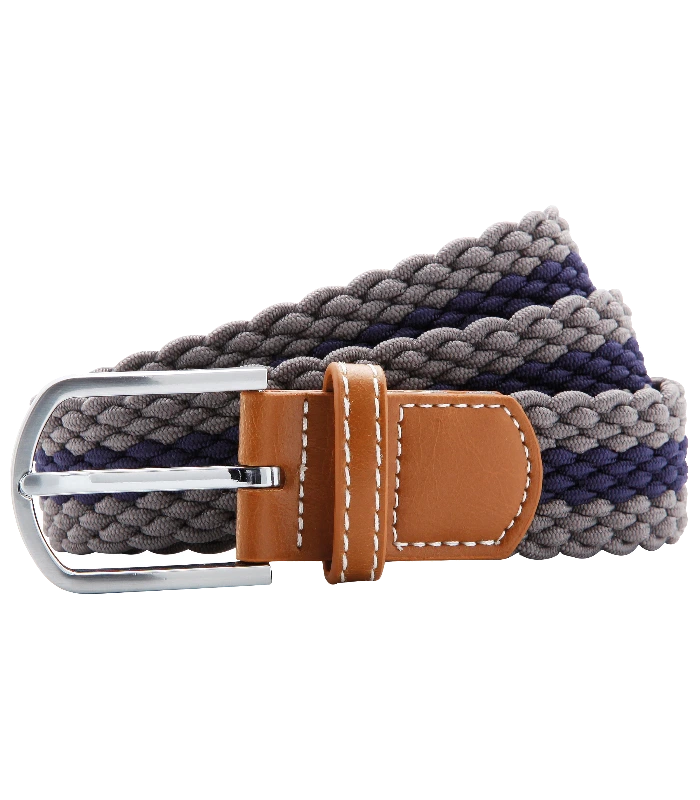 Asquith & Fox Asquith & Fox Two-colour stripe braid stretch belt in Slate/Navy