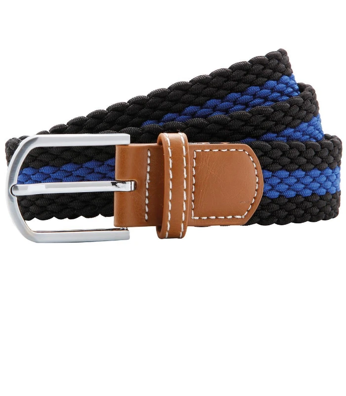 Asquith & Fox Asquith & Fox Two-colour stripe braid stretch belt in Black/Burgundy
