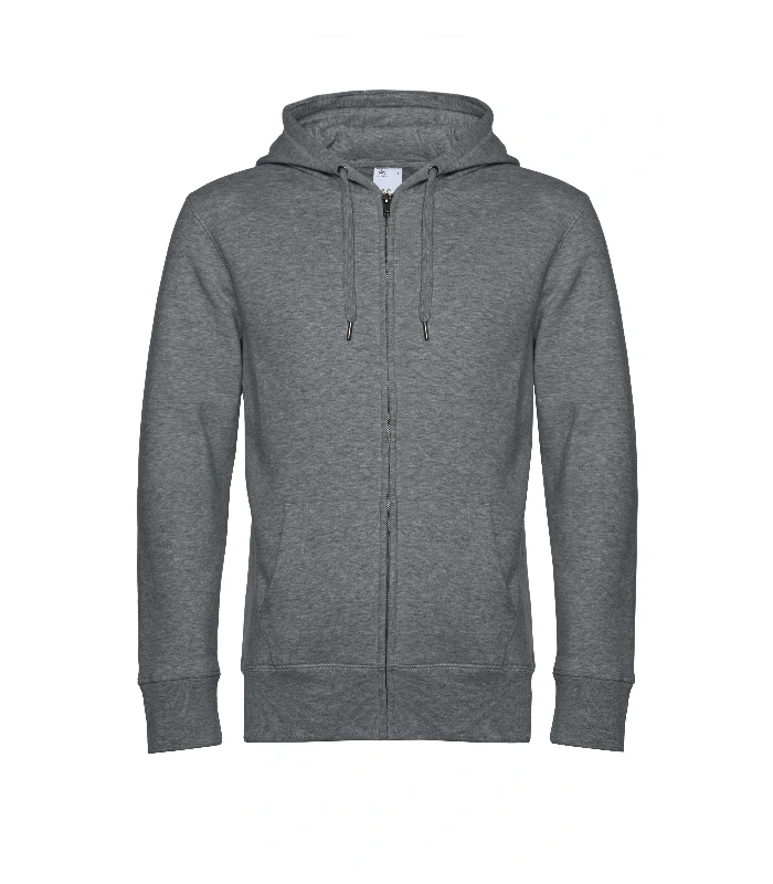 B&C Collection B&C Collection B&C KING Zipped Hood in Heather Mid Grey