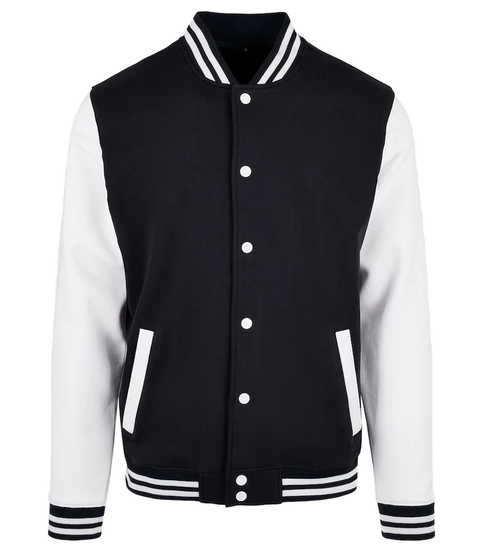 Build Your Brand Basic Build Your Brand Basic Basic college jacket in Black/White