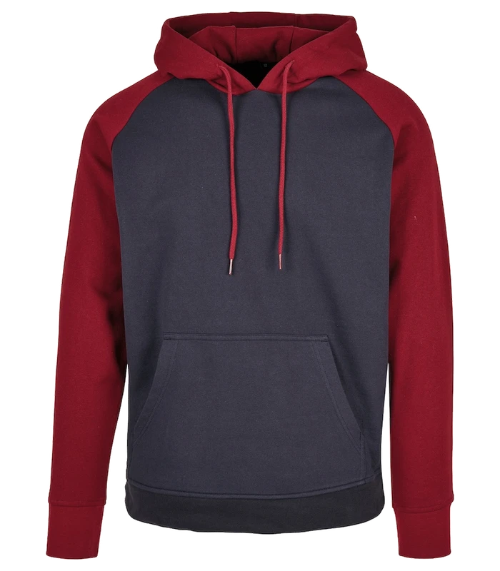 Build Your Brand Basic Build Your Brand Basic Basic raglan hoodie in Navy/Burgundy