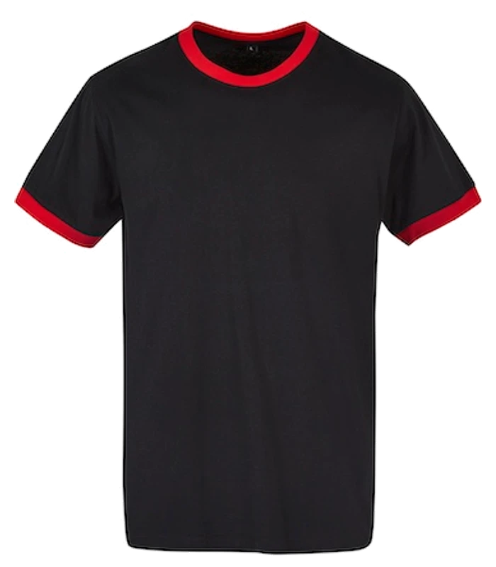 Build Your Brand Basic Build Your Brand Basic Ringer tee in Black/City Red