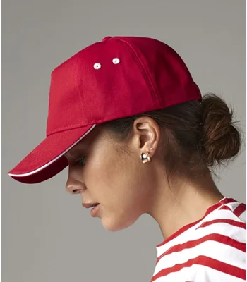Beechfield Beechfield Ultimate 5 Panel Cap with Sandwich Peak in Black/Bright Royal