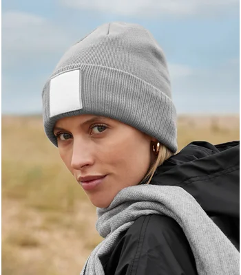 Beechfield Beechfield Appliqué Patch Beanie in Black/White