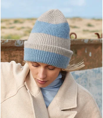 Beechfield Beechfield Colour Block Beanie in Black/Soft White