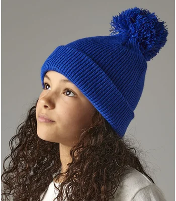 Beechfield Beechfield Kids Reflective Bobble Beanie in Black