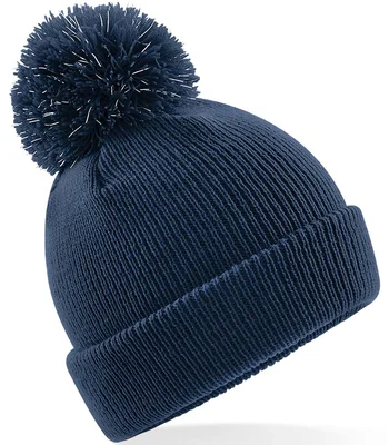 Beechfield Beechfield Kids Reflective Bobble Beanie in French Navy