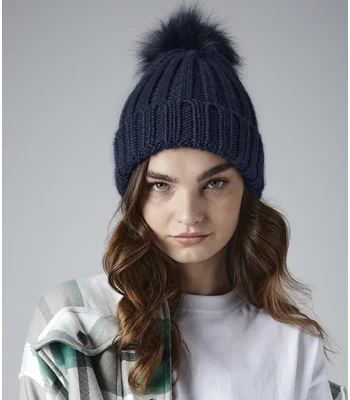 Beechfield Beechfield Verbier Fur Pop Pom Beanie in Black