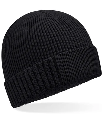 Beechfield Beechfield Organic Cotton Engineered Patch Beanie in Black