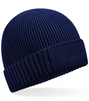 Beechfield Beechfield Organic Cotton Engineered Patch Beanie in Oxford Navy