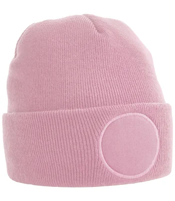 Beechfield Beechfield Circular Patch Beanie in Dusky Pink