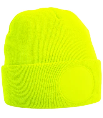 Beechfield Beechfield Circular Patch Beanie in Fluorescent Yellow