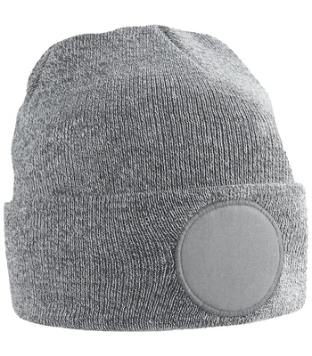 Beechfield Beechfield Circular Patch Beanie in Heather Grey