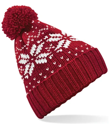Beechfield Beechfield Fair Isle Snowstar® Beanie in Black/White