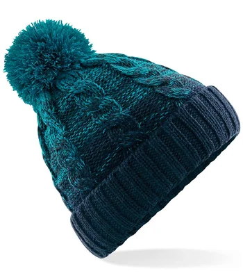 Beechfield Beechfield Ombré Pom Pom Beanie in Black/Light Grey