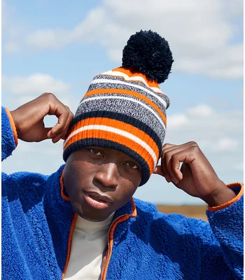 Beechfield Beechfield Multi-Sport Fan Beanie in Black/Graphite Grey/White