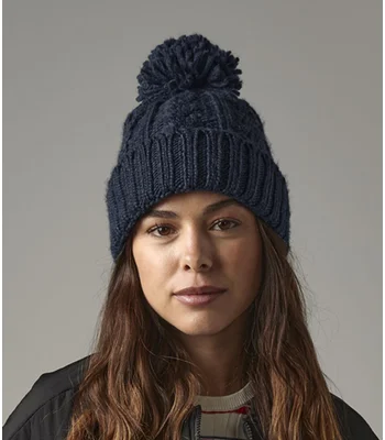 Beechfield Beechfield Cable Knit Melange Beanie in Black