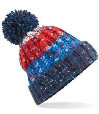 Beechfield Beechfield Corkscrew Pom Pom Beanie in Chilli Blues
