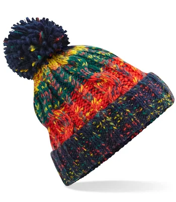 Beechfield Beechfield Corkscrew Pom Pom Beanie in Crackling Campfire