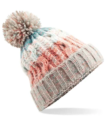 Beechfield Beechfield Corkscrew Pom Pom Beanie in Milkshake Mix