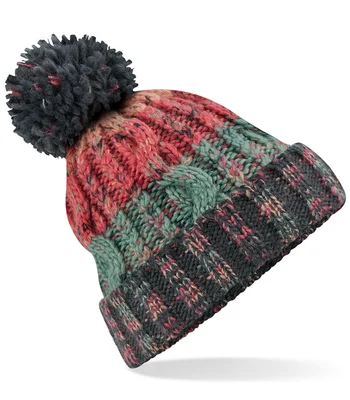Beechfield Beechfield Corkscrew Pom Pom Beanie in Watermelon Breeze