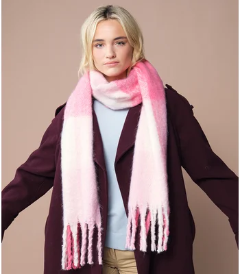 Beechfield Beechfield Fluffy Check Scarf in Green Check