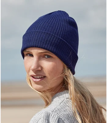 Beechfield Beechfield Organic Cotton Fine Knit Beanie in Black