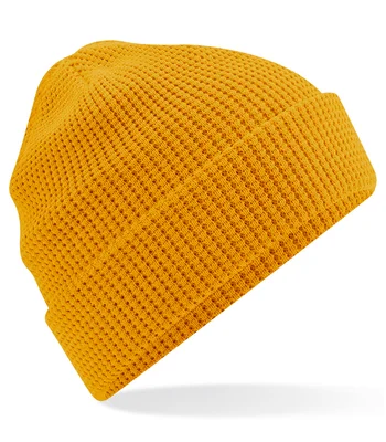 Beechfield Beechfield Organic Cotton Waffle Beanie in Mustard
