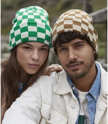 Beechfield Beechfield Checkerboard Beanie in Black/Charcoal