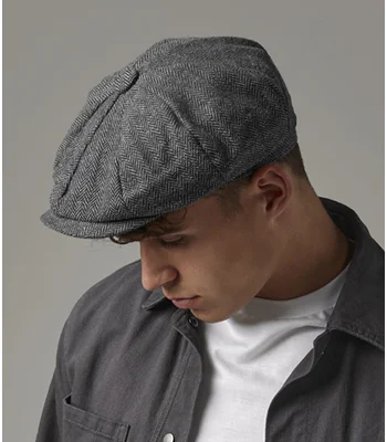 Beechfield Beechfield Heritage Baker Boy Cap in Navy Herringbone