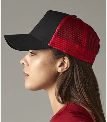 Beechfield Beechfield Snapback Trucker Cap in Black/Black