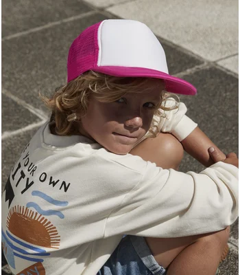 Beechfield Beechfield Kids Vintage Snapback Trucker Cap in Black/Black