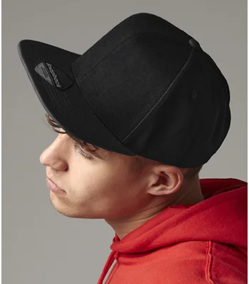 Beechfield Beechfield Original Flat Peak 6 Panel Snapback Cap in Black/Black