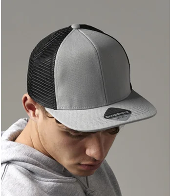Beechfield Beechfield Original Flat Peak 6 Panel Trucker Cap in Black/Black
