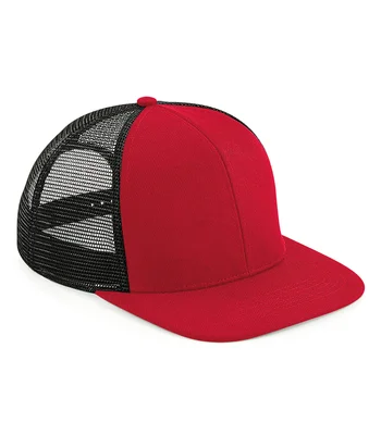 Beechfield Beechfield Original Flat Peak 6 Panel Trucker Cap in Black/Black