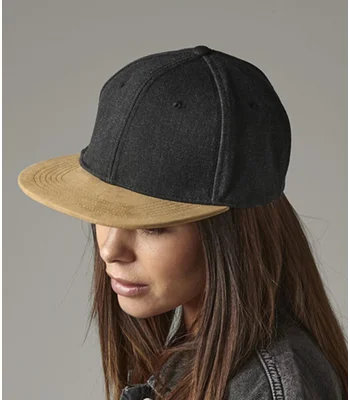 Beechfield Beechfield Suede Peak Snapback Cap in Vintage Black