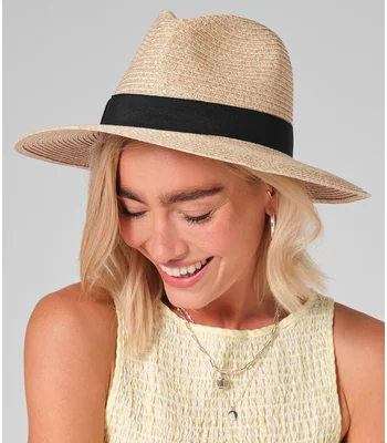 Beechfield Beechfield Straw Fedora in Natural/Black