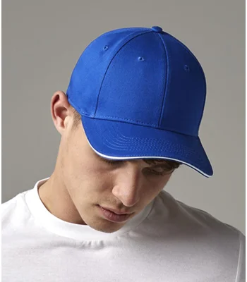 Beechfield Beechfield EarthAware® Classic Organic Cotton 6 Panel Sandwich Peak Cap in Bright Royal/White