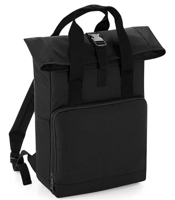 BagBase BagBase Recycled Twin Handle Roll-Top Backpack in Black