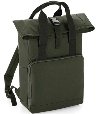 BagBase BagBase Recycled Twin Handle Roll-Top Backpack in Olive Green