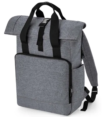 BagBase BagBase Recycled Twin Handle Roll-Top Laptop Backpack in Grey Marl
