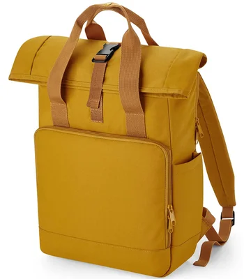 BagBase BagBase Recycled Twin Handle Roll-Top Laptop Backpack in Mustard