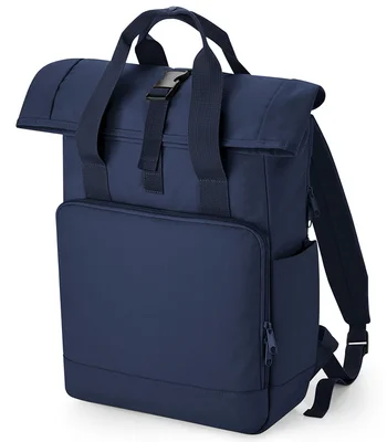 BagBase BagBase Recycled Twin Handle Roll-Top Laptop Backpack in Black