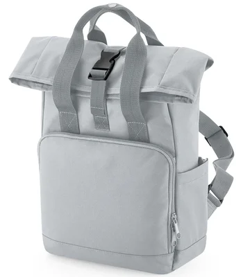 BagBase BagBase Recycled Mini Twin Handle Roll-Top Backpack in Light Grey