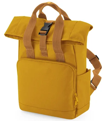 BagBase BagBase Recycled Mini Twin Handle Roll-Top Backpack in Mustard