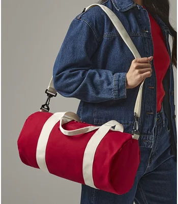 BagBase BagBase Mini Barrel Bag in Classic Red/Off White