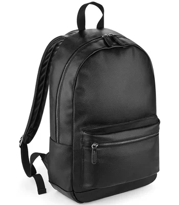 BagBase BagBase Faux Leather Backpack in Black