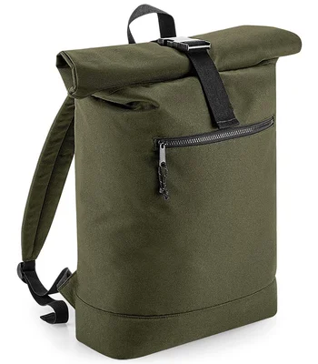 BagBase BagBase Recycled Roll-Top Backpack in Military Green
