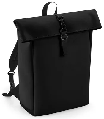 BagBase BagBase Matte PU Roll-Top Backpack in Black