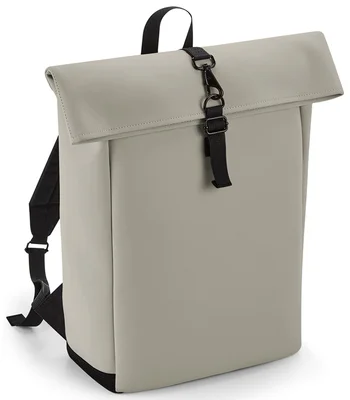 BagBase BagBase Matte PU Roll-Top Backpack in Black